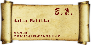 Balla Melitta névjegykártya
